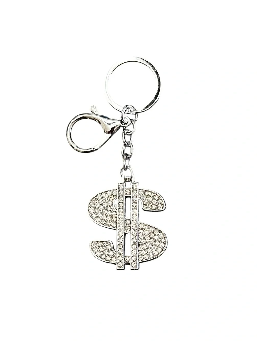 Money Dollar Sign Currency Allover Rhinestone Bag Charm Keychain Make it Rain
